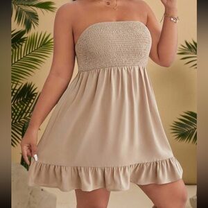 Plus - Tan Strapless Dress - 2X / 16